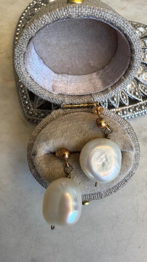 Vintage Rose Gold Pearl Earrings