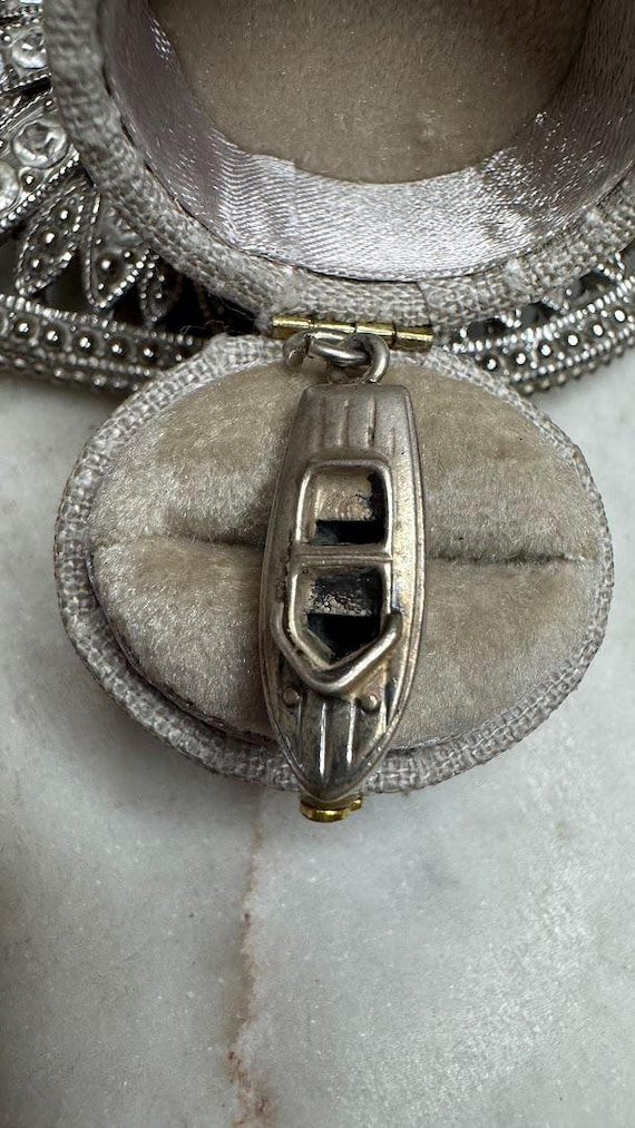 Vintage Antique Silver Speed Boat Charm