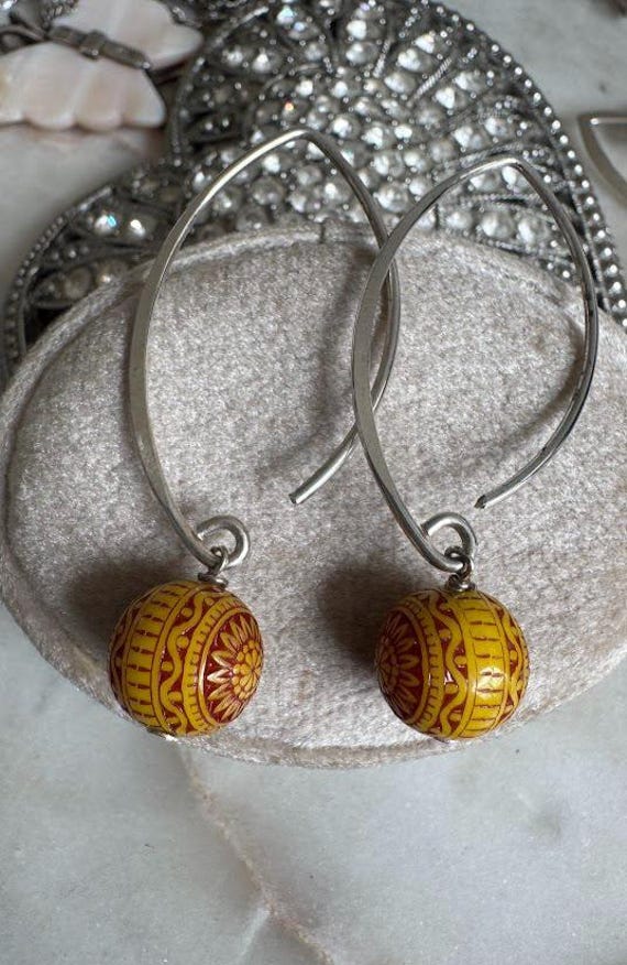 Vintage Silver Beaded Dangle Earrings