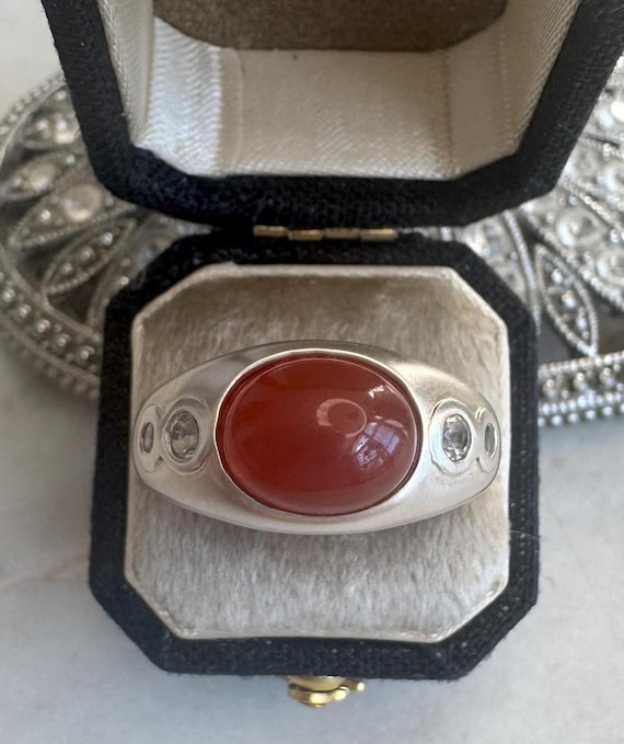 Silver Cornelian Agate Ring