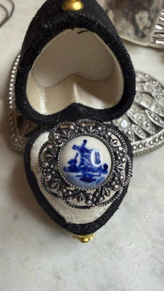 Vintage Silver Delft Dutch Holland Filigree Ring