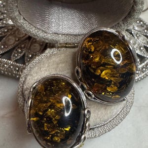Gorgeous Vintage Silver Amber Earrings