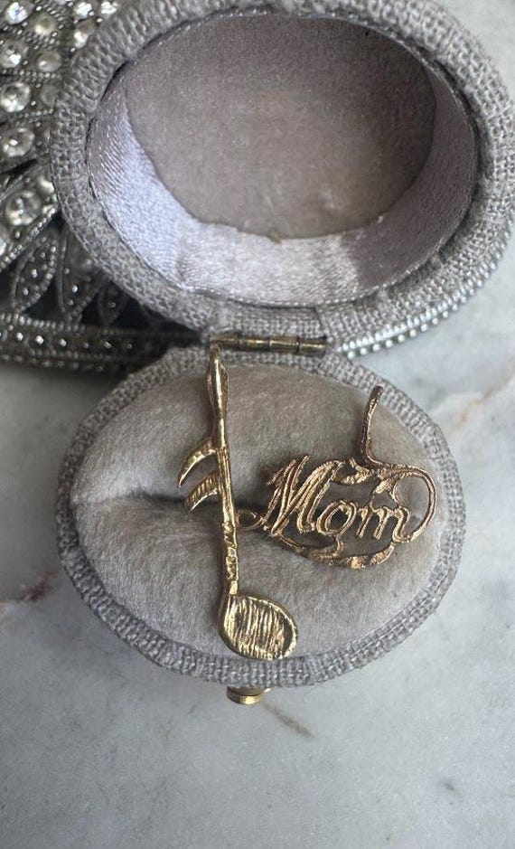 Vintage Gold Music Note & Mom Charm