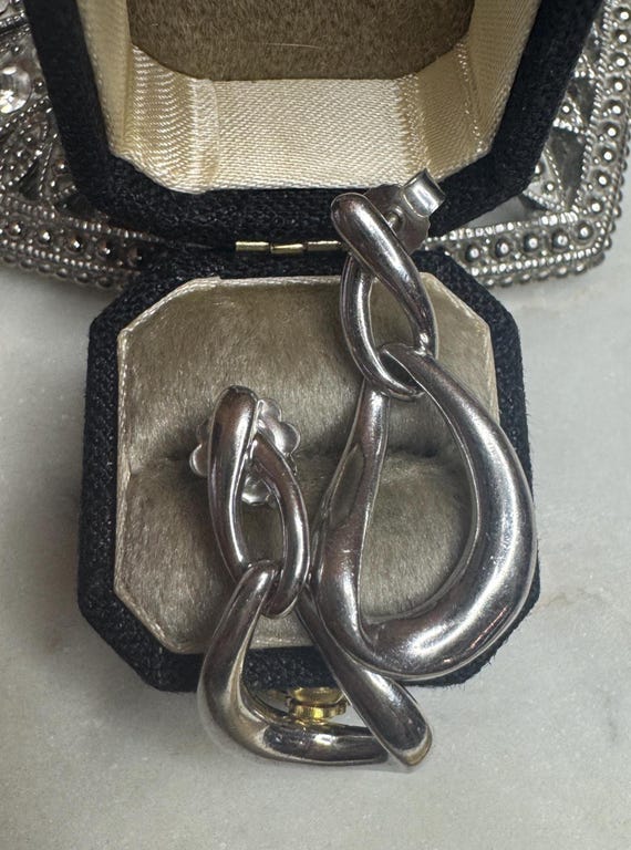 Vintage Silver Chain Design Earrings