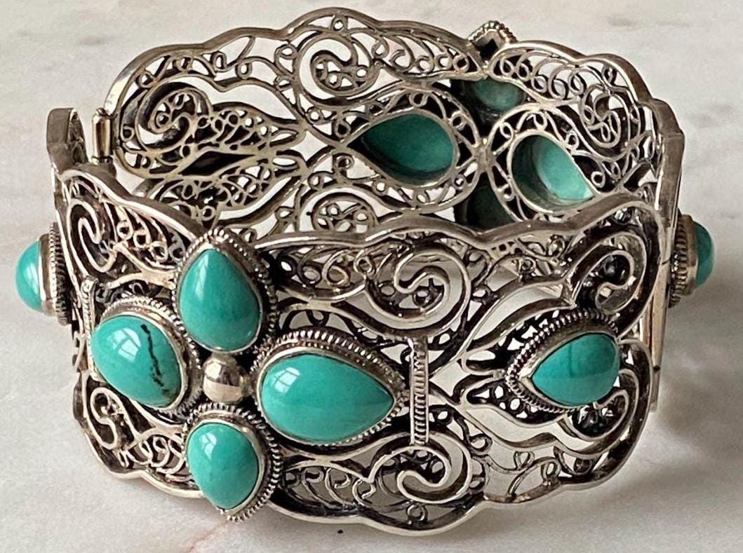 VINTAGE ヴィンテージ ターコイズデザインシルバーバングル