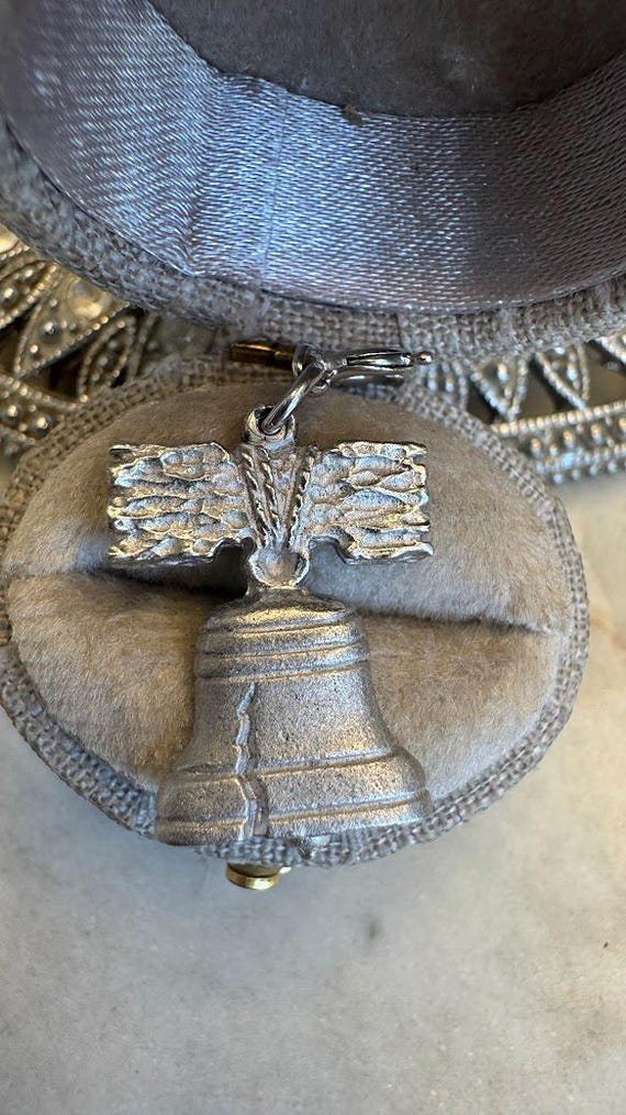 Vintage Silver Philadelphia Liberty Bell Charm Pendant