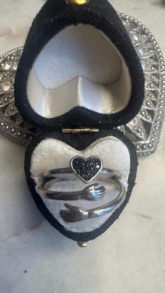 Vintage Silver Hands & Heart Rings