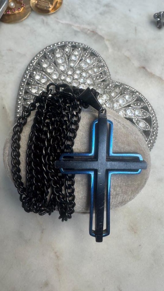 Stainless Steel Black Cross Pendant