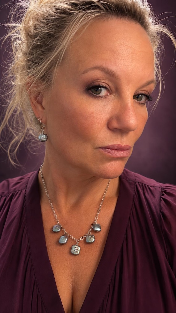 Vintage Silver Pearl & CZ Pendant Necklace