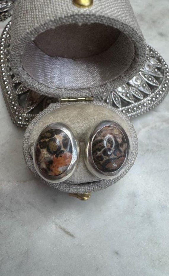 Vintage Mexican Silver Jasper Earrings