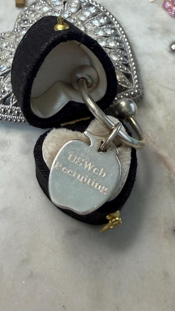 Vintage Tiffany & Co. Apple Tag Key Ring Sterling Silver 925 Screwball