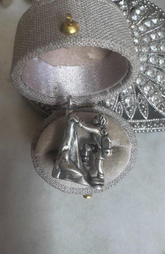 Vintage Silver Mountain Climber Charm Pendant