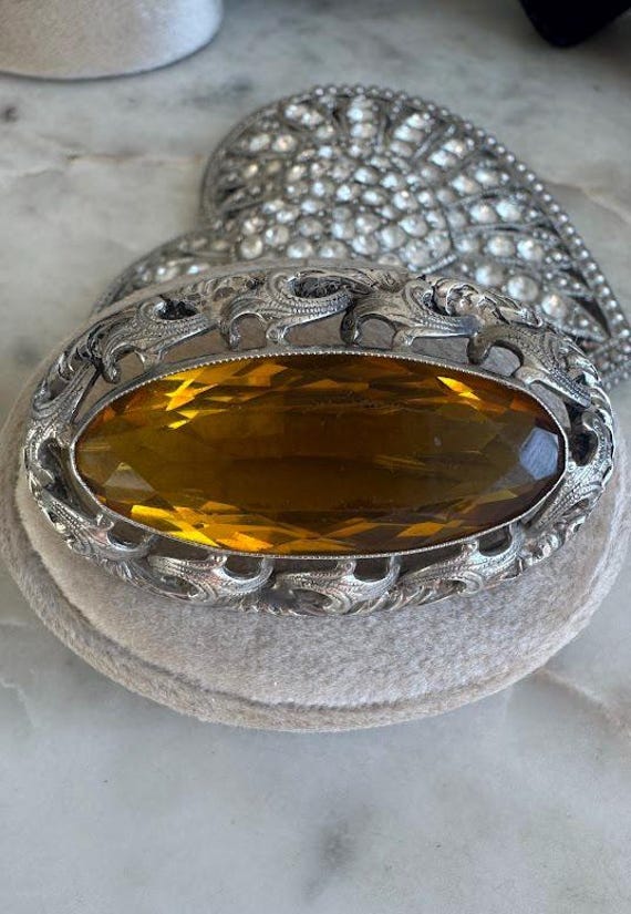 Vintage Silver Victorian Citrine Pendant