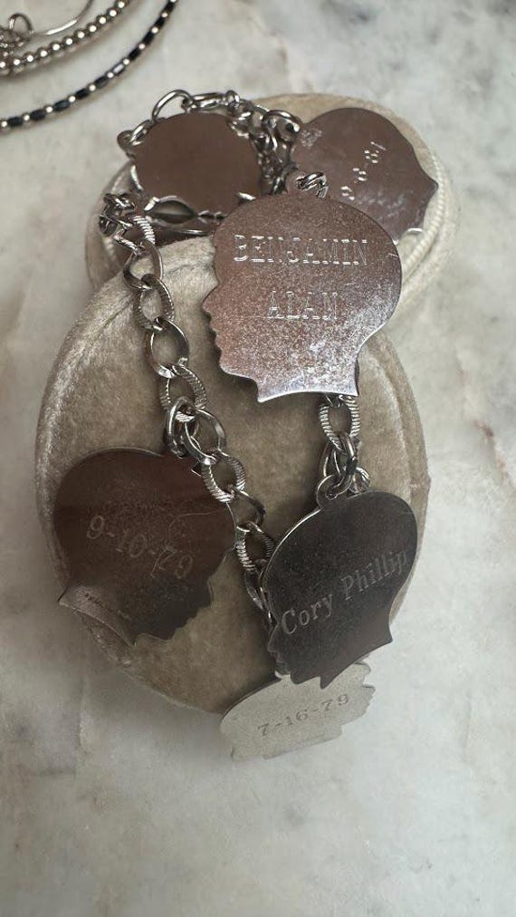 Vintage Silver Personalized Kids Charm Bracelet