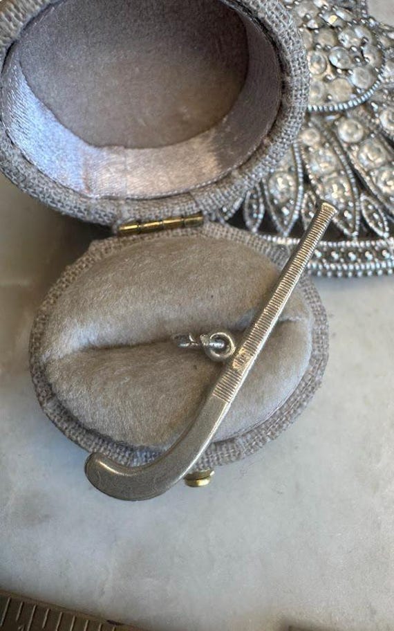 Vintage Silver Antique Hockey Stick Charm