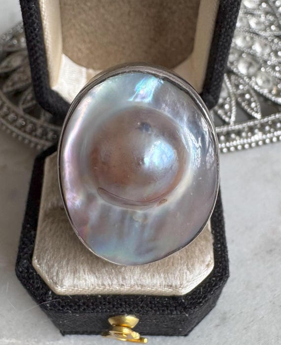 Silver Mabe Pearl Ring
