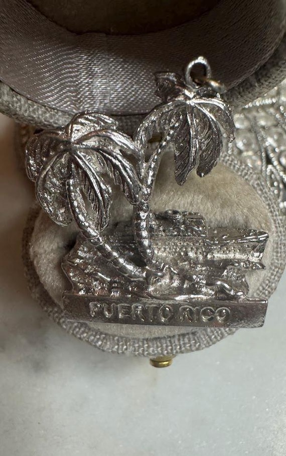 Silver Vintage Puerto Rico Charm Pendant