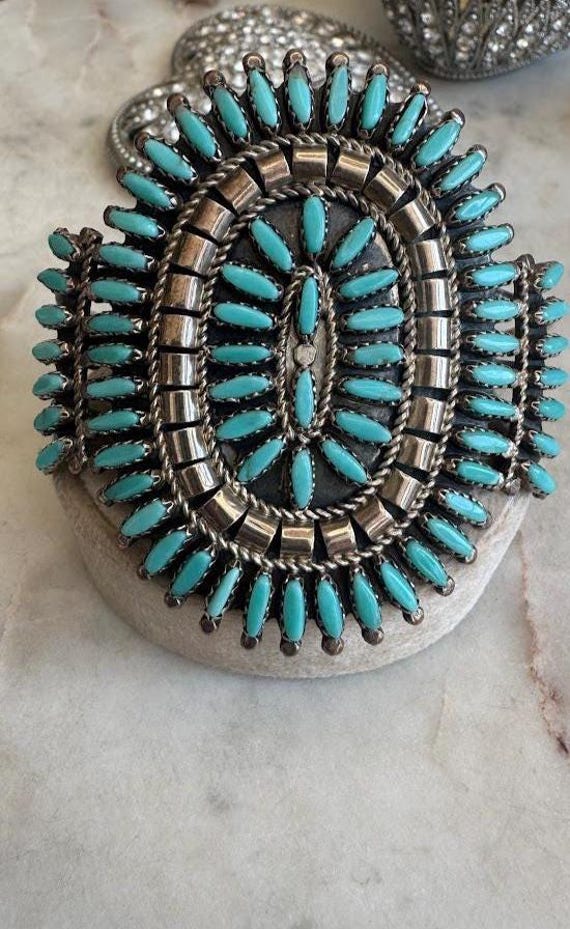 Vintage Silver Turquoise Native American Cuff Bracelet