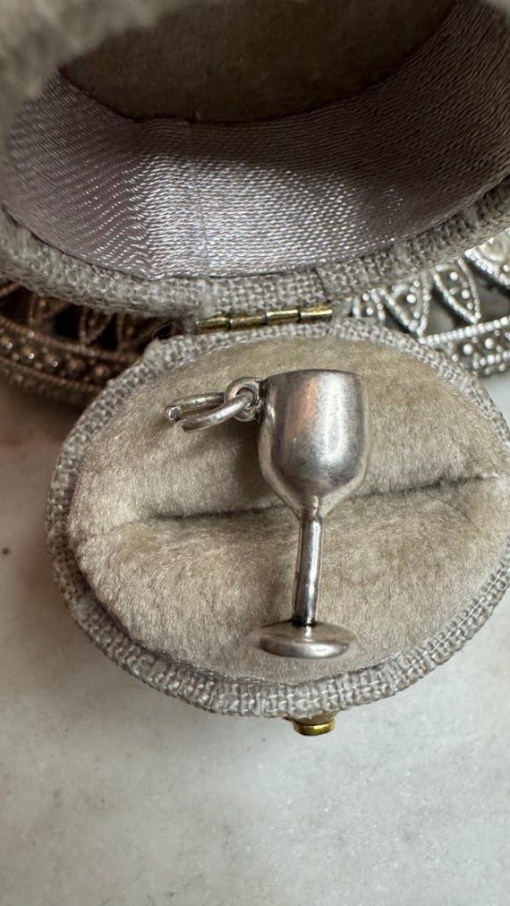 Vintage Antique Silver Wine Glass or Chalice Charm
