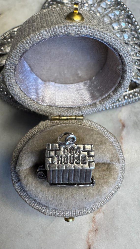 Vintage Silver Movable Doghouse Charm