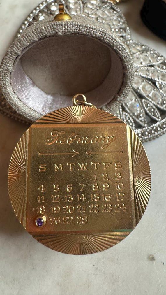 Vintage Antique Gold Calendar Charm Pendant