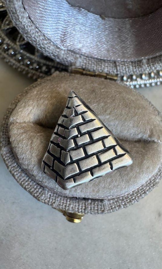Vintage Silver Egyptian Pyramid Charm Pendant