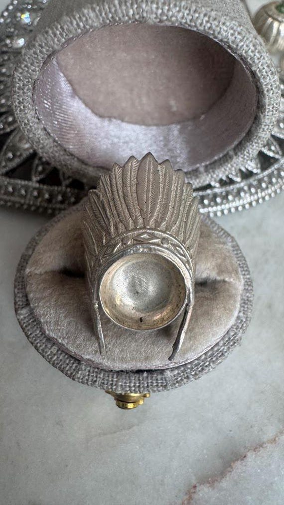 Vintage Silver Native American Head Dress Charm Pendant