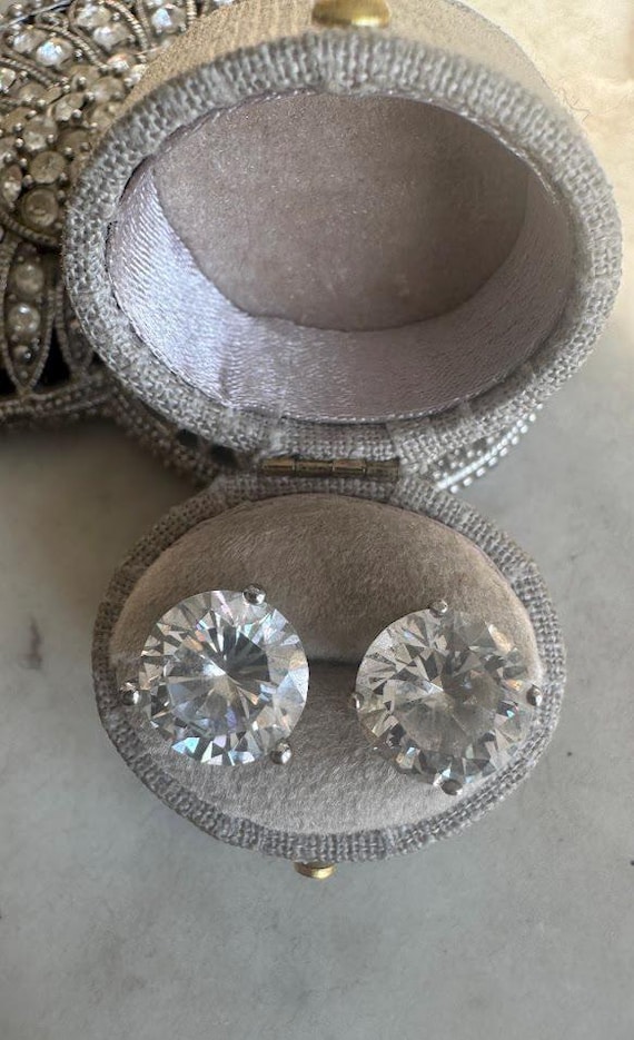 Silver Large CZ Stud Earrings