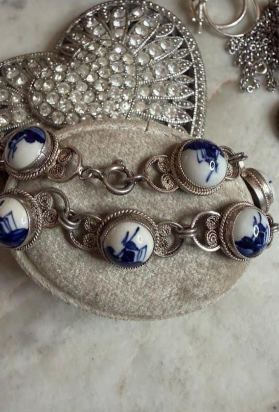 Vintage Silver Delft Dutch Holland Filigree Bracelet