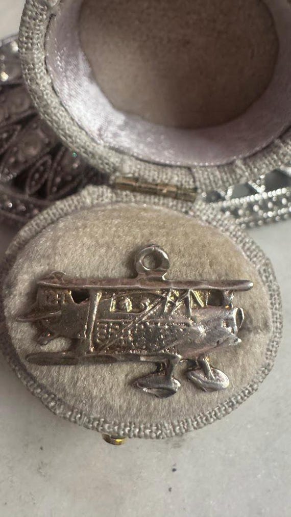 Vintage Silver Wright Brothers Plane Charm