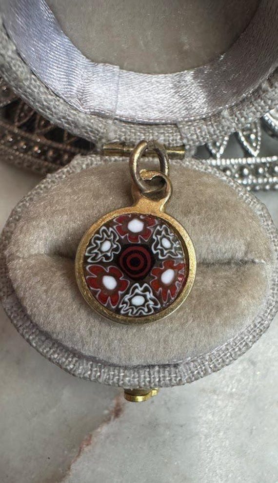 Vintage Silver Floral Glass Charm