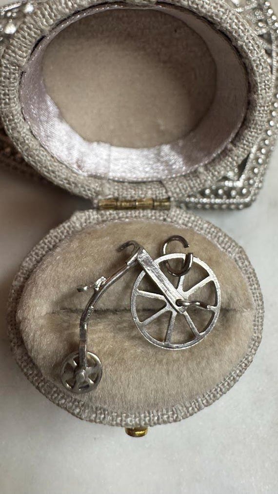 Vintage Silver Antique Bicycle Charm