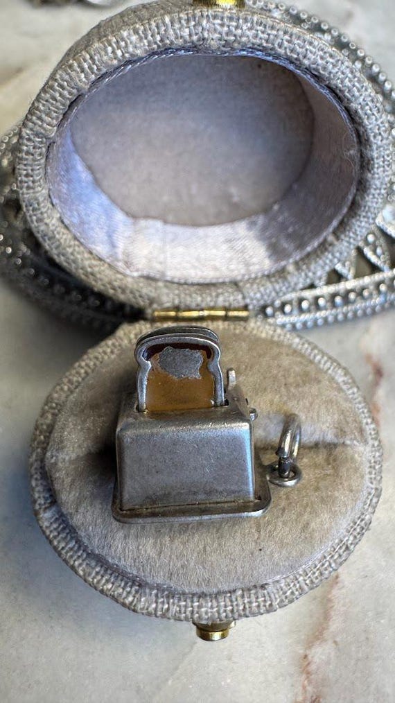 Vintage Silver Antique Movable Toaster Charm