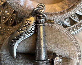 Ciondolo vintage in argento a forma di faro del Michigan