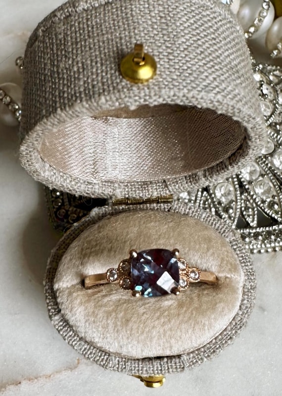 Vintage Gold Amethyst & Diamond Rose Gold Ring