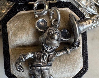 Colgante vintage de plata con diseño de Mickey Mouse y vaquero
