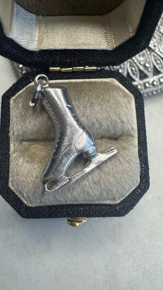 Vintage Silver Ice Skate Charm