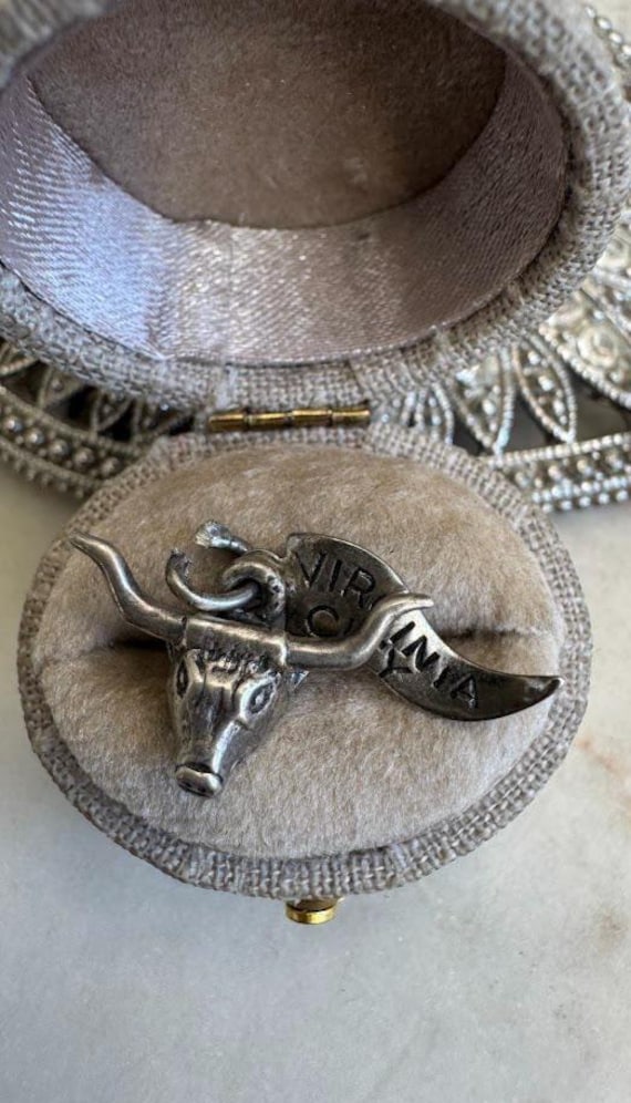 Vintage Silver Virginia City Bull Charm