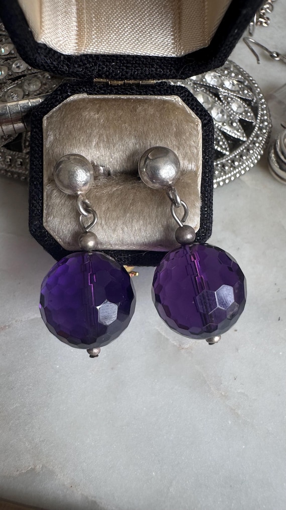 Vintage Silver Amethyst Earrings