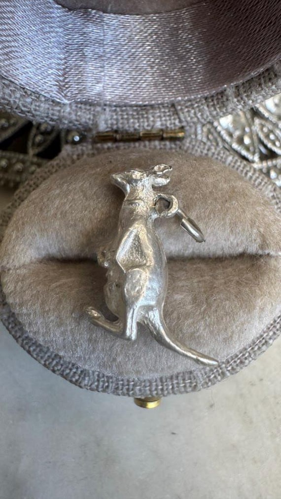 Vintage Antique Silver Kangaroo Charm