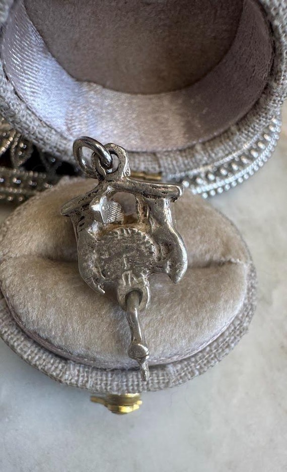 Vintage Antique Silver Cuckoo Clock Charm