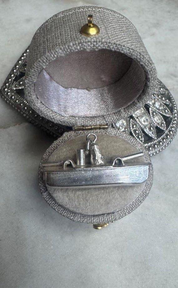 Vintage Antique Silver Ship Charm Pendant