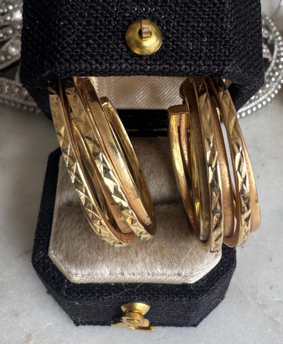 Gold Diamond Cut Hoop Earrings