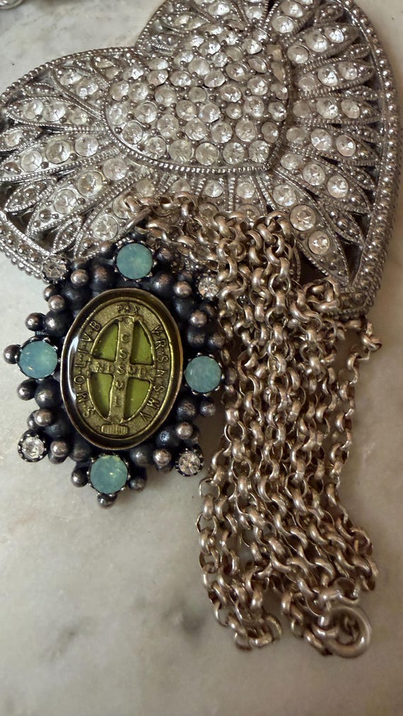 Vintage Silver Saint Benedict Medal Pendant