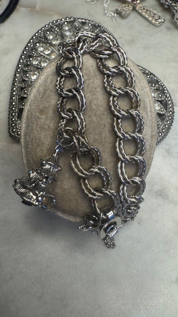 Vintage Silver Tone Monet Christmas Bracelet