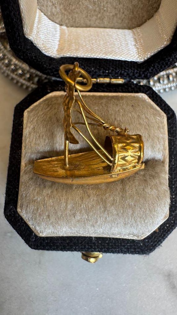 Vintage Gold Sailboat Charm Pendant