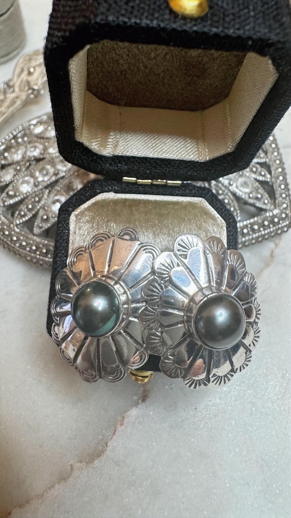 Vintage Silver Pearl Earrings