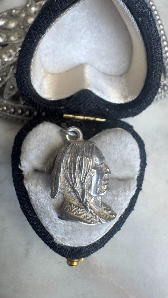 Vintage Silver Native American Profile Charm Pendant