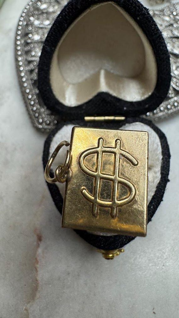 Vintage Antique Gold Mad Money Charm Pendant