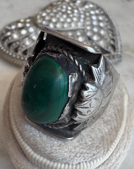 Vintage Silver Malachite Ring